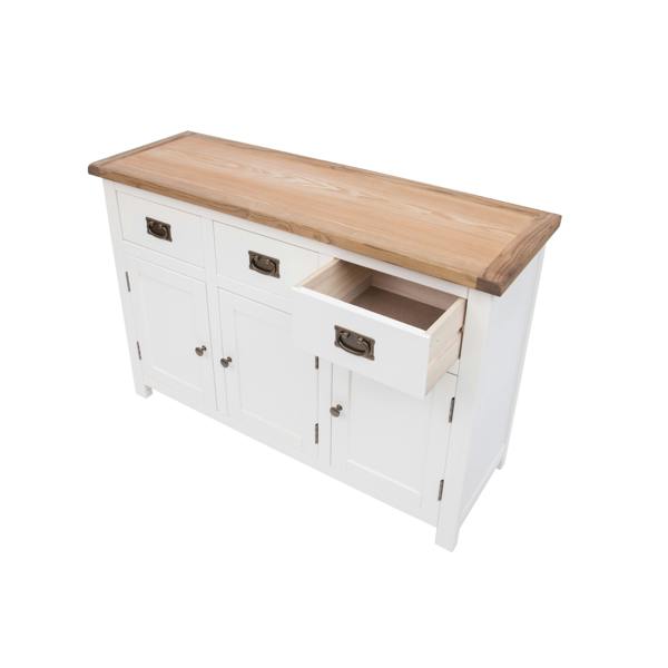 Cabinet Bits Lovere Off White 3 Drawer 3 Door Sideboard Brass Drop Handle