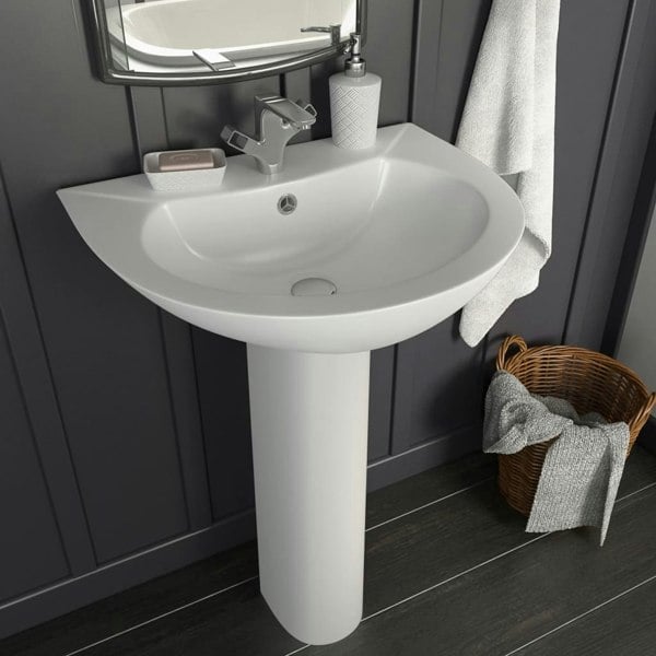 Berkfield Freestanding Basin with Pedestal Ceramic White 520x440x190 mm