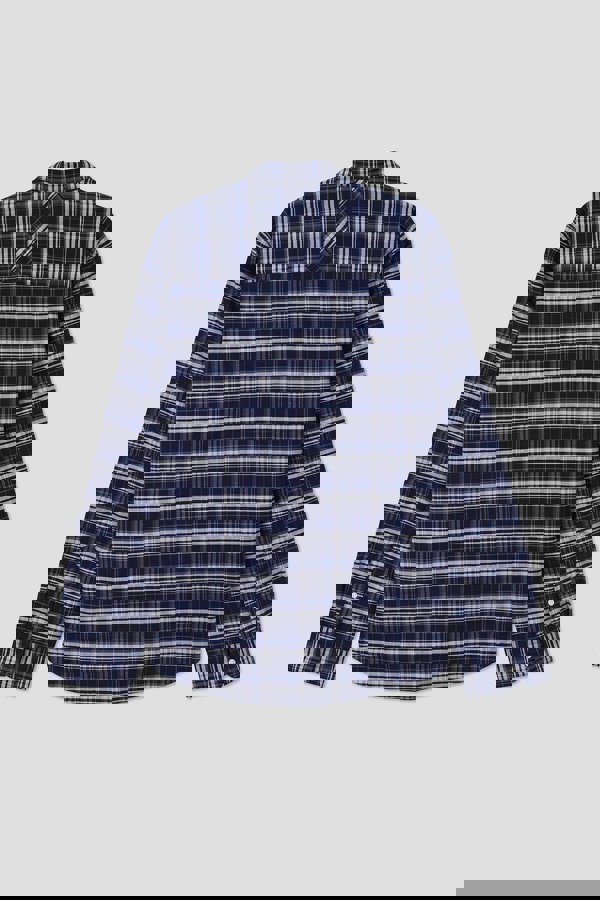 ENORSIA Mens Navy/White Signature Oxford Check Shacket