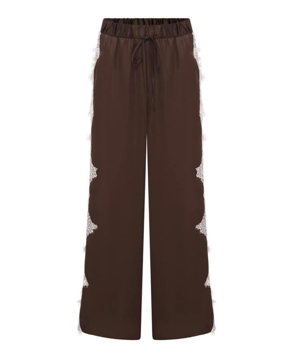 Needs No Label Brown Satin Lace Mix Trousers