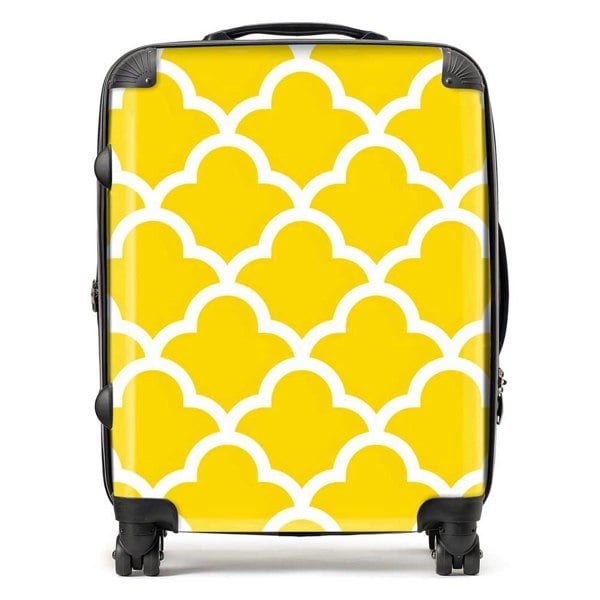 Warren Reed Geometric Yellow Quatrefoil Wave Suitcase