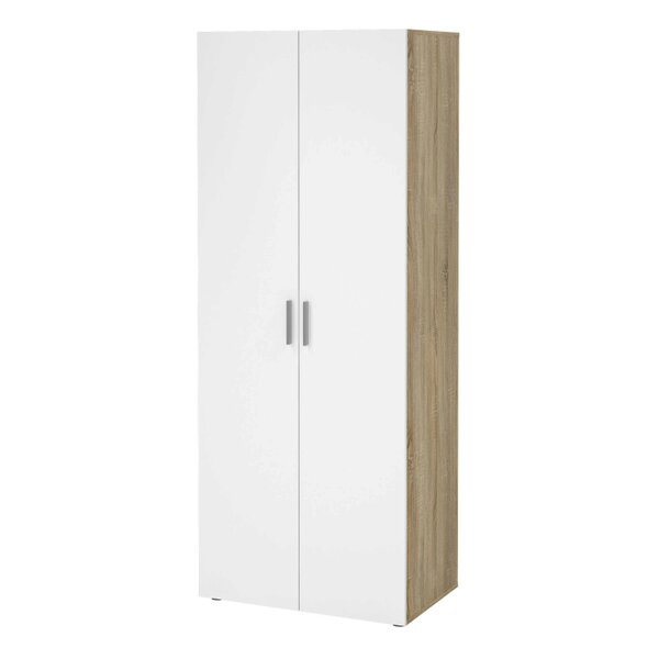 Wyld Haus Wilde Natural Oak Wood Effect and White Gloss Wardrobe 2 Doors