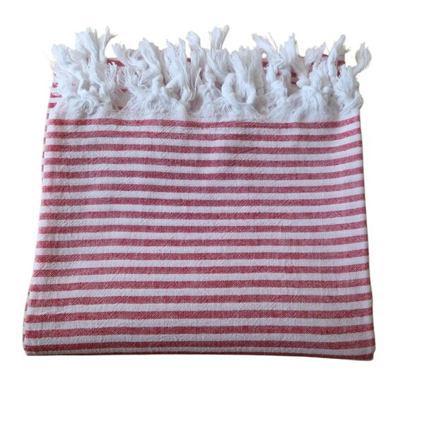 Cotton and Olive Assos Cotton Pack Light Hammam Towel - Red on White