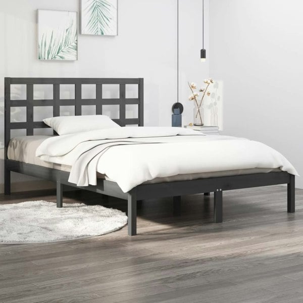 Berkfield Bed Frame Grey Solid Wood 200x200 cm
