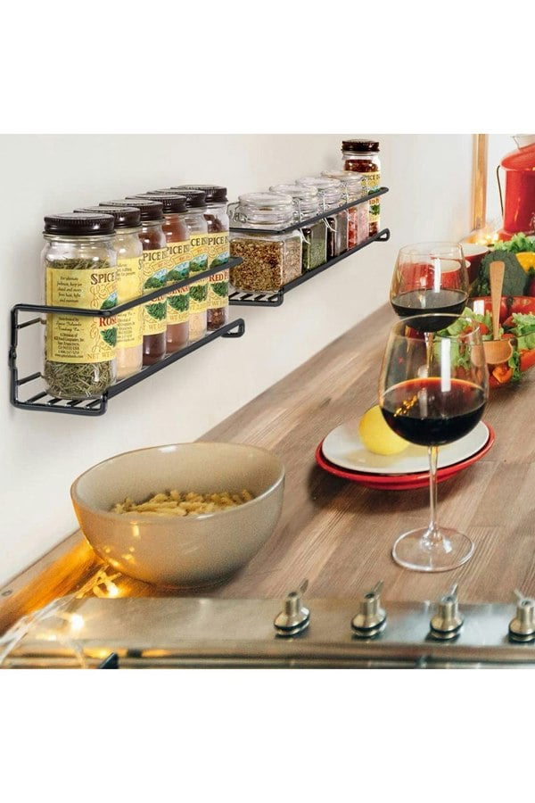 Living and Home Set of 4 Wall Mount Metal Wire Spice Rack Kitchen