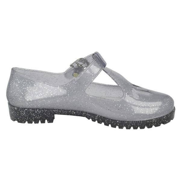 Spot On Ladies Spot on T-Bar Jelly Shoe with Cut Out Flower Detail
