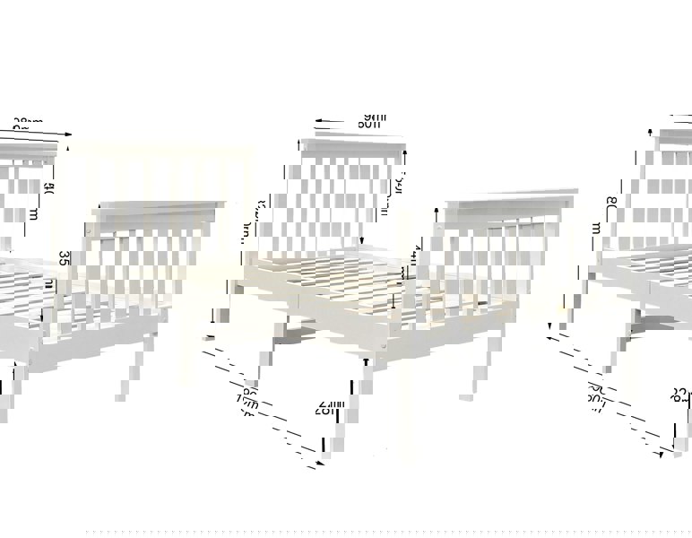 Comfy Living 3ft Wooden Bedframe In Caramel, White Or White With Caramel Bar