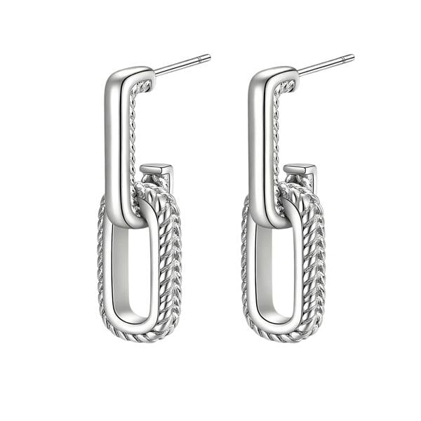 Heidi Earrings - Stainless Steel Textured Double Link Drop Earrings