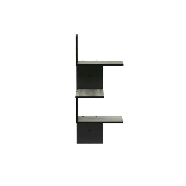 WALPLUS Rossi Modern 3-Tier Wall Floating Corner Shelf, French Oak Grey/Black perfect for organized storage and display