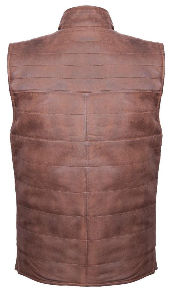 Infinity Leather Mens Reversible Black and Brown Leather Gilet-Preston