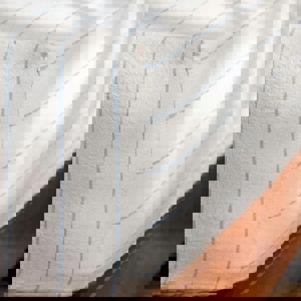 Soak&Sleep White/Blue Pinstripe Linen Cotton Blend 30cm Standard Fitted Sheets