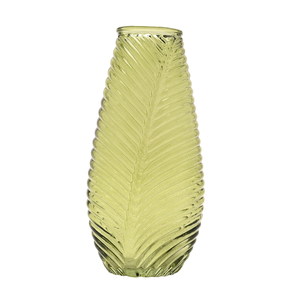 Hestia Green Ribbed Flute Vase