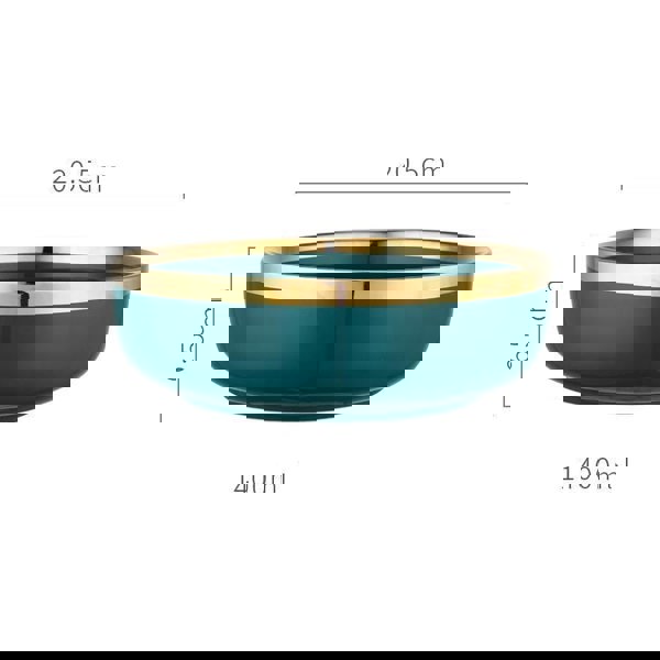 9 Piece Dinner Set, Green And Gold-Weilai Concept-Weilai Concept
