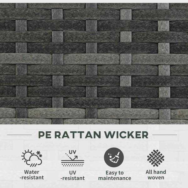 Light grey PE rattan wicker planter with woven brick-style pattern