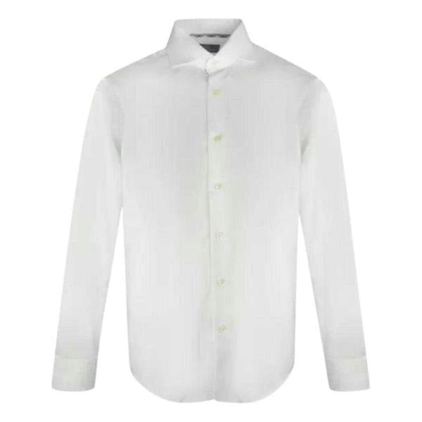 Aquascutum Mens Plain Long-Sleeved Shirt - White - 