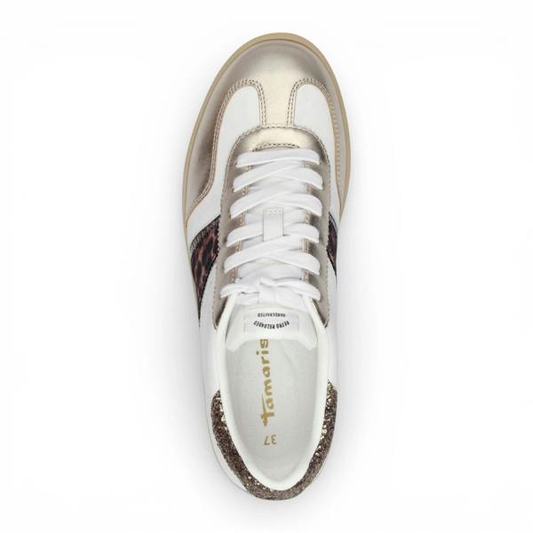 Tamaris Women's White Silver Leather Sneakers