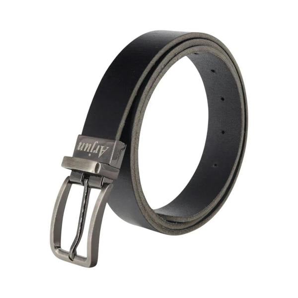 Black belt with silver buckle on a white background