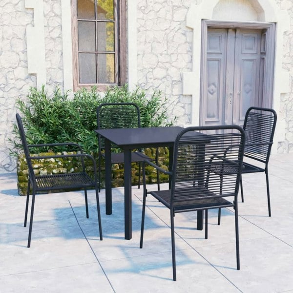 Berkfield 5 Piece Garden Dining Set Black Glass and Steel
