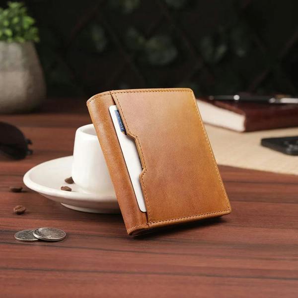 Leather Wallet with Coin Pocket – Alexander Alperto Tan 02