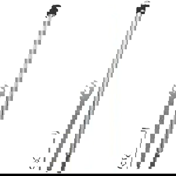 T-Mech Mortice Jig set includes a silver steel guide, a wrench, an Allen key, and a locking pin for precise drilling tasks