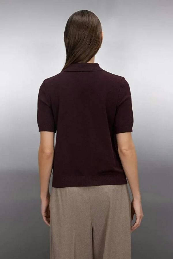 Hoxton Gal Polo Neck Premium Yarn Knit Lightweight Blouse