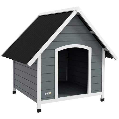 Bobobiy Outdoor Dog Kennel, Wooden Dog House, with Removable Floor, Anti-Corrosion Wood, for Large Dogs, 106.5H x 110W x 98Dcm