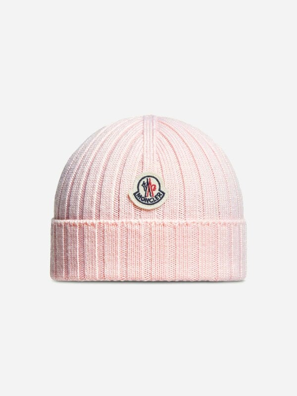Moncler Enfant Baby Girls Wool Logo Beanie Hat in Pink