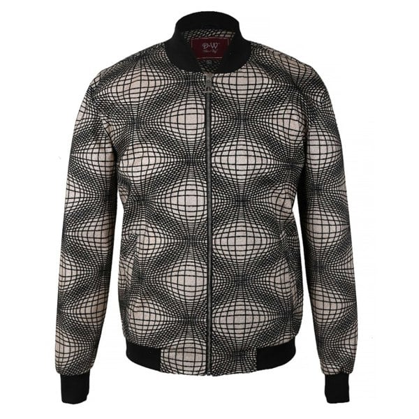 David WeJ Washington Velvet Geometric Glitter Jacket - Cream Black