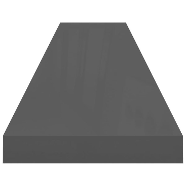 Berkfield Floating Wall Shelves 4 pcs High Gloss Grey 120x23.5x3.8 cm MDF