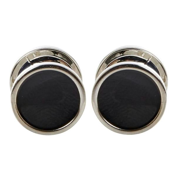 Hugo Mens Polished Round Formal Cufflinks - Black - 