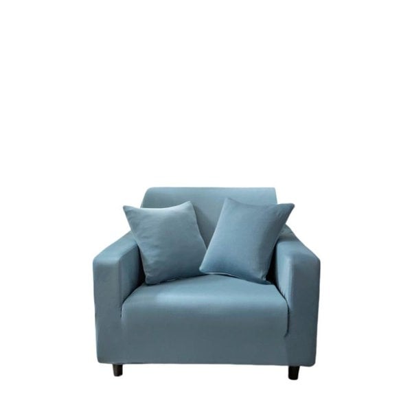 Anyhouz Anyseat 1 Seater Sofa Cover Plain Grey Blue Style and Protection For Living Room Sofa Chair Elastic Stretchable Slipcover