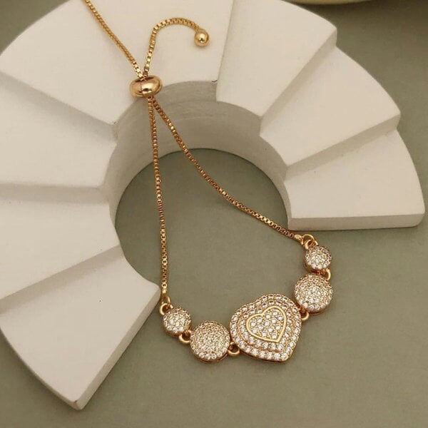 The Colourful Aura Adjustable Slider Heart Love Rose Fold bracelet