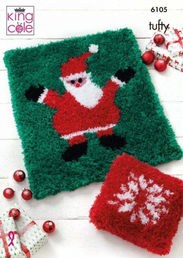 King Cole Tufty Super Chunky Knitting Pattern 6105, Blankets, Cushions Two Sizes