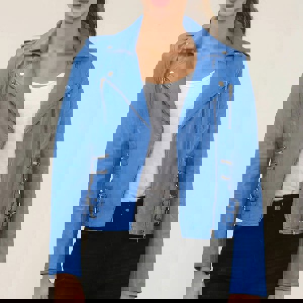 Leather Company Women's Real Lamb Nappa Leather Vintage Biker Jacket