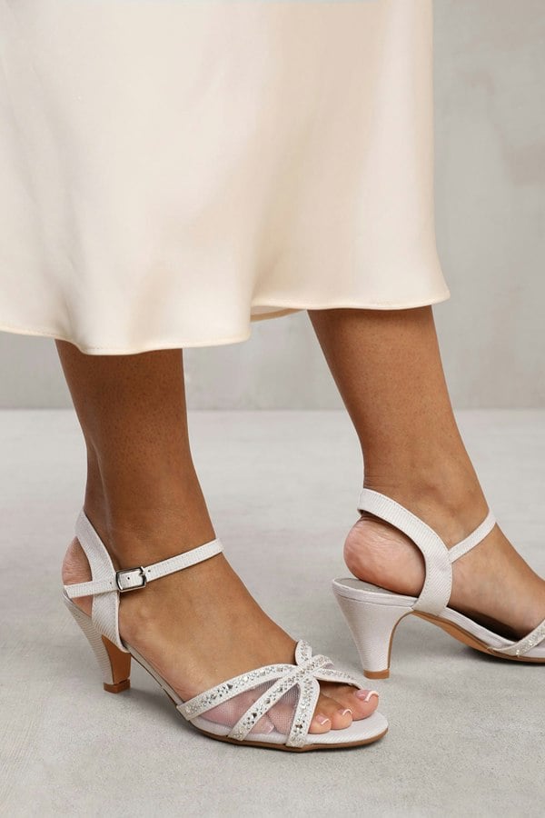 Where's That From Frida Diamante Mesh Strappy Heel in White Glitter