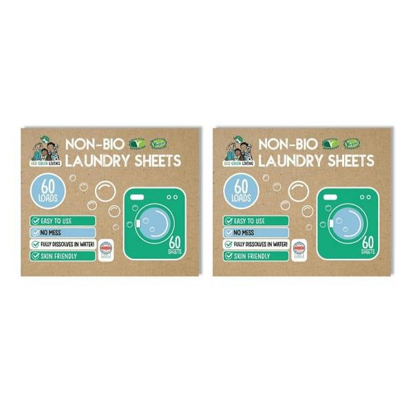 Eco Green Living Non-Bio Laundry Sheets (Un-scented) 60 x 2, 120 sheets