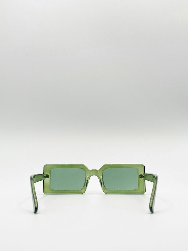 90's Mid Frame Rectangle Sunglasses In Crystal Green - svnx