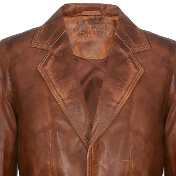Infinity Leather Mens Tan Leather Blazer Jacket-Santiago