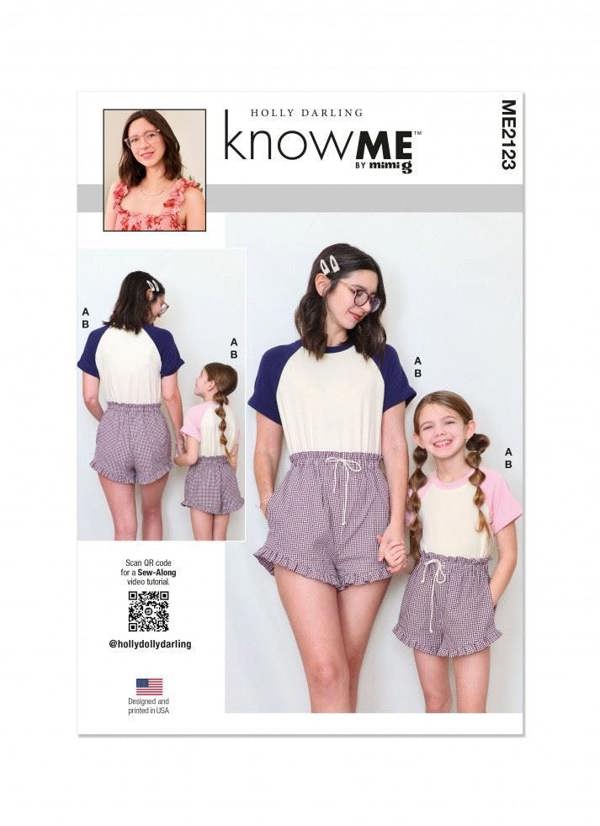 Know Me Sewing Pattern 2123, Tops, Shorts for Women, Kids, A (S - L / XS - XL) - Easy