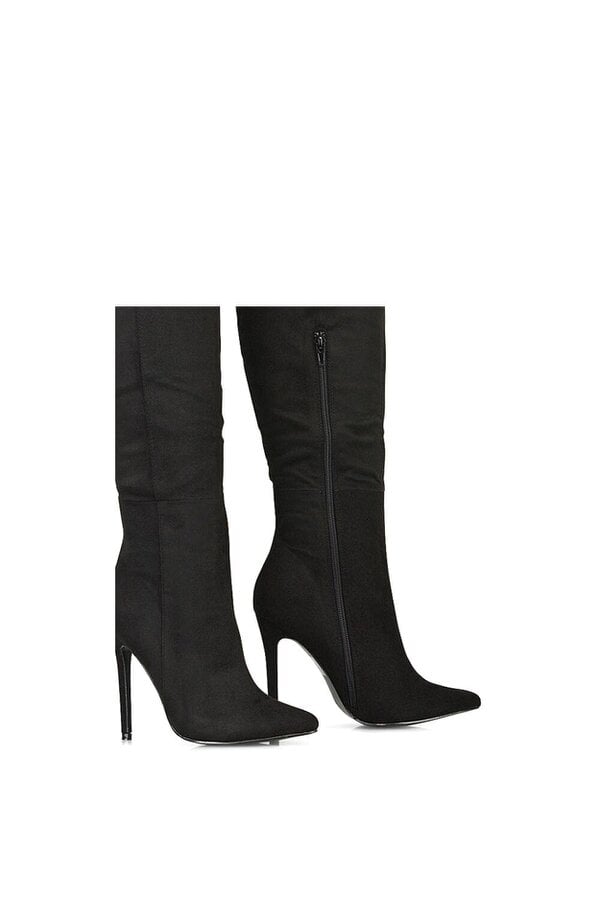 XY LONDON Pointed Toe Zip Up Knee High Stiletto Heel Long Boots