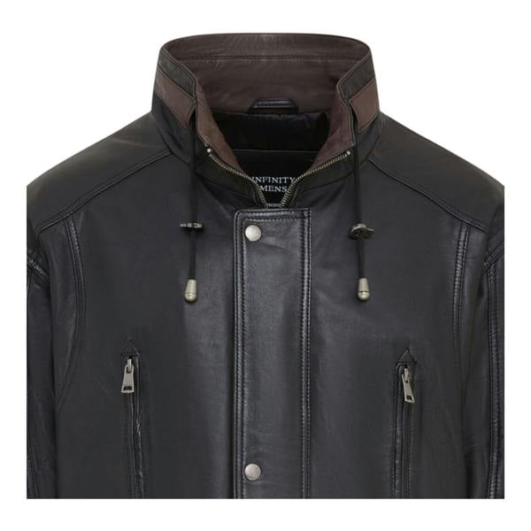 Infinity Leather Mens Soft Italian Leather Parka Coat-Winnipeg