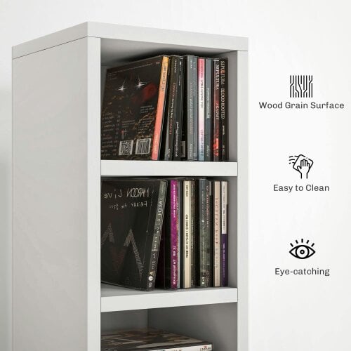 Wyld Haus Manina Wood White Tall Narrow CD Storage Tower With 204 Disc Capacity