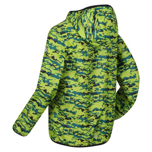 Regatta Childrens/Kids Lever Camo Packaway Waterproof Jacket - Bright Kiwi - 
