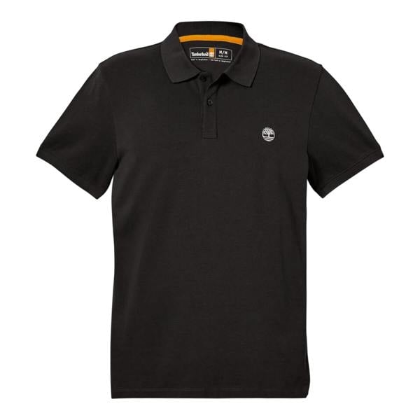 Timberland Mens Oyster River Logo Short-Sleeved Polo Shirt - Black - 