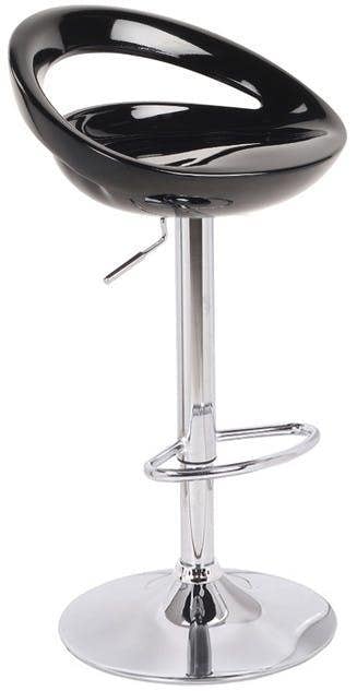 Lamboro Sorrento Swivel Breakfast Bar Stool, Chrome Stem, Height Adjustable Swivel Gas Lift, Home & Kitchen Plastic Barstool, Black