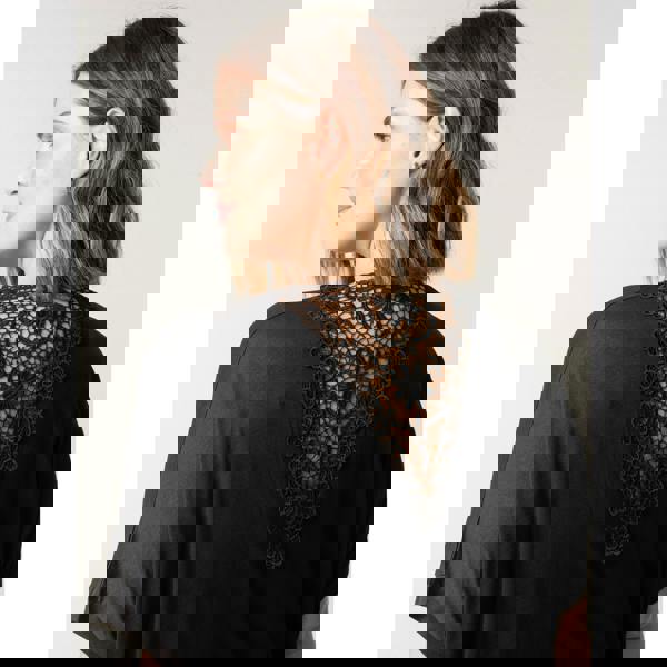 Blue Vanilla Curve Floral Crochet Back Top