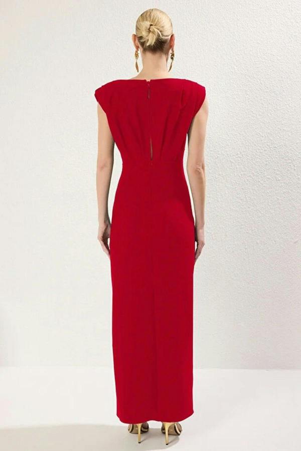 WOVCOR Woven Long Elegant Evening Dress with Accessory Details