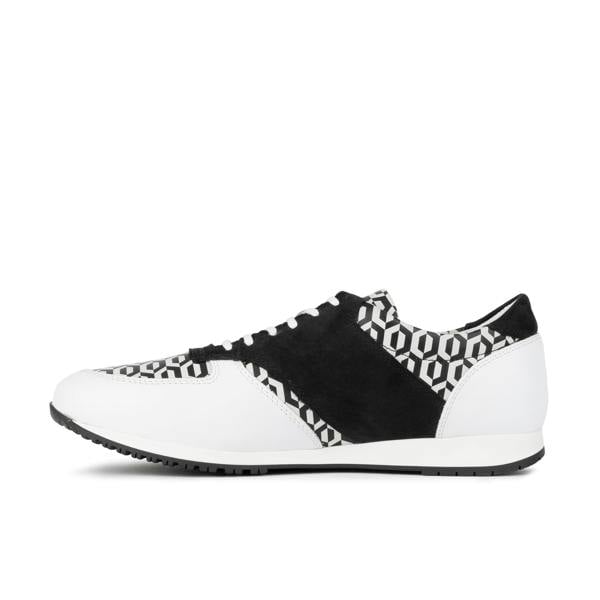 Embassy London San Francisco - White & Black Hexa - Men's lace-up leather & suede trainer