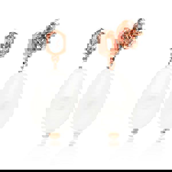 270E030505925 Modern Baroque Pearl & Aquamarine Drop Earrings in Rose Gold Plated Silver 4