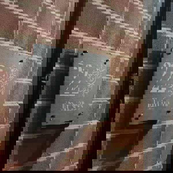 Personalised Memento Company Personalised Floral Slate House Sign